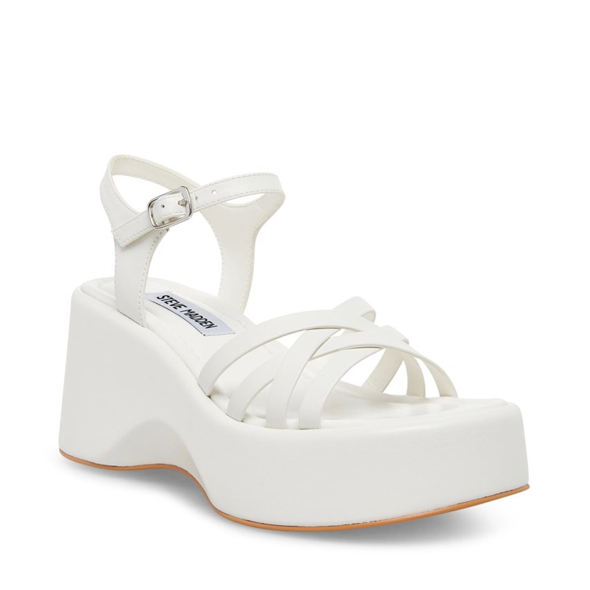 Sandalias de Plataforma Steve Madden Crazy30 Cuero Mujer Blancas | ES IO2439